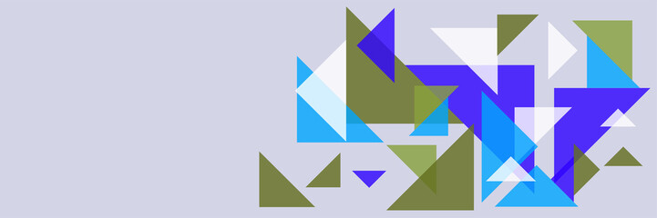 Flat triangle abstract blue green colorful memphis wide banner design background