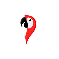 Illustration vector graphics head parrots red color