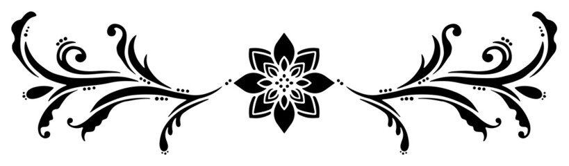 手描きのモノクロのツタ模様単品　ラスター素材