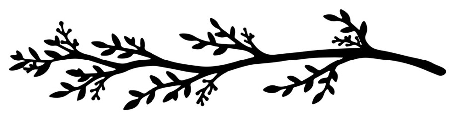 植物や葉っぱのライン線画単品　ラスター素材