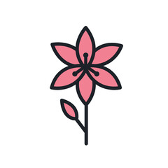 Lily icon. Garden flowers isolated vector icons