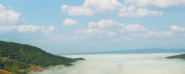 Phu Chee Dao, Chiang Rai Province, Thailand,Sunrise at Phu chee dao peak of mountain in Chiang rai, Thailand.