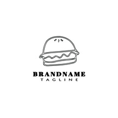 burger cartoon logo icon design template black isolated vector