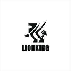 Lion king black Silhouette Logo  letter K Animal Vector Graphic Design Element or Template Ideas