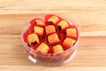Pineapple Roll Tart or Nastar Gulung on Plastic Jar, Ready to Sell for Lebaran Ied Al Fitr