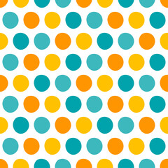 White seamless pattern with colorful circles.