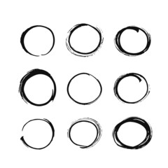 Set of brushes isolated on white background,collection of brush strokes,watercolor designs and dirty textures,circle,creative concept art vector illustration