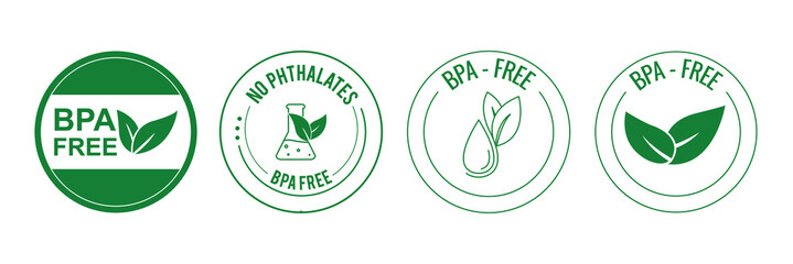 BPA free, phthalate free icon set vector illustration 