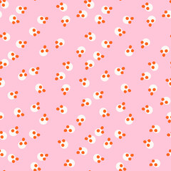Orange dots with pink background seamless pattern.