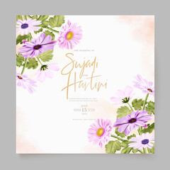 Handmade vintage greeting card with daisy and rose flower