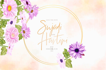 Handmade vintage greeting card with daisy and rose flower