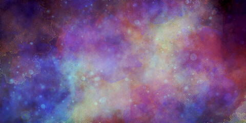 Abstract colorful background with paint adn Nebula an interstellar cloud of star dust. Starry deep outer space. Digital painted abstract design space of the galaxy ,atmosphere.