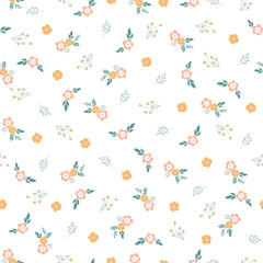 Pale color flowers seamless pattern.