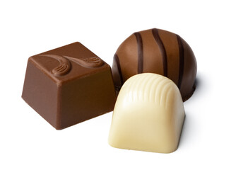 Chocolate sweets on a white background