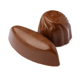 Chocolate sweets on a white background