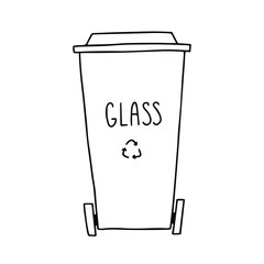 Trash can doodle vector. Trash bin recycle illustration