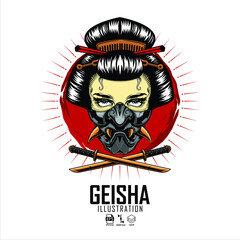 GEISHA ILLUSTRATION 1, WITH A WHITE BACKGROUND