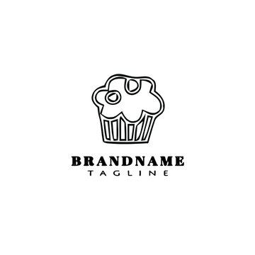 cupcake logo cartoon icon design template black isolated cute illustration
