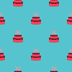Birthday Cake Seamless Pattern Background Illustration