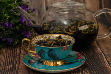 Butterfly pea flower tea in c cup