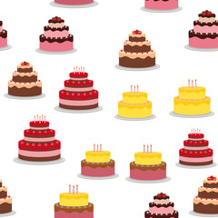 Birthday Cake Seamless Pattern Background Illustration