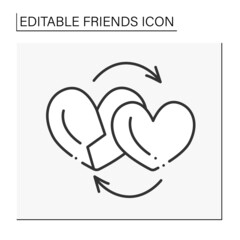  Compassion line icon. Feeling empathy and distress for others. Human sensitivity and emotions. Friends line icon. Isolated vector illustration.Editable stroke