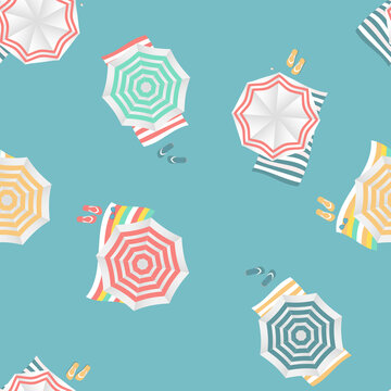 Beach umbrella seamless pattern background. Illustration