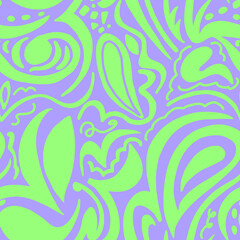 Fototapeta na wymiar Abstract Hand Drawing Swirls Brush Strokes Paisleys Lines Seamless Vector Pattern Isolated Background 