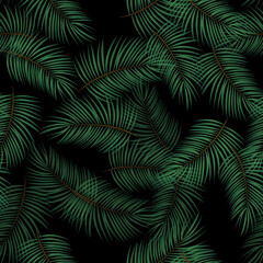 Naklejka na ściany i meble Palm Leaves Seamless Pattern Background. Illustration