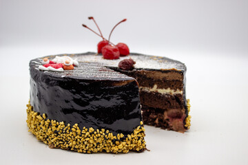Delicious chocolate cake with Santa