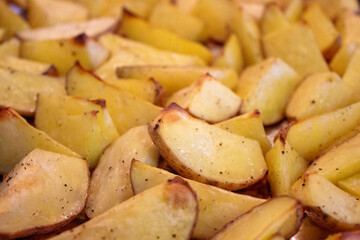 Baked potatoes with large pieces