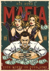 Fototapeta na wymiar Mafia and casino vintage poster