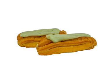 Lovely delicious eclairs with pistachio filling