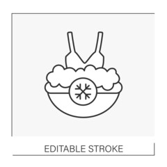  Fashion line icon. Hand Wash casual top in cold water. Trendy clothing. Clothes concept. Isolated vector illustration. Editable stroke