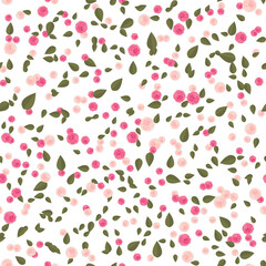 Colorful background with flowers and leaves. seamless pattern. Illustration.