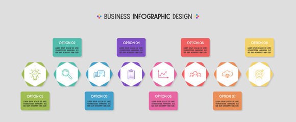 Concept of infographic with business icons. Vector