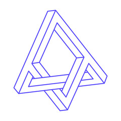 Impossible shape. Optical illusion. Sacred geometry figure. Abstract eternal geometric object. Impossible endless outline. Optical art. Impossible geometry shape on a white background. Logo.