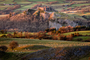 Castle Ruins of Castell Carreg Cennen in the South Wales Countryside