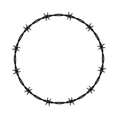 Disease, conclusion symbol, sign. Barbed wire isolated on white background.