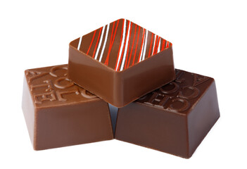 Chocolate sweets on a white background