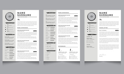 Creative Resume Template with Clean and Professional Resume Layout Set Editable Design