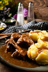 Stewed turkey meat.