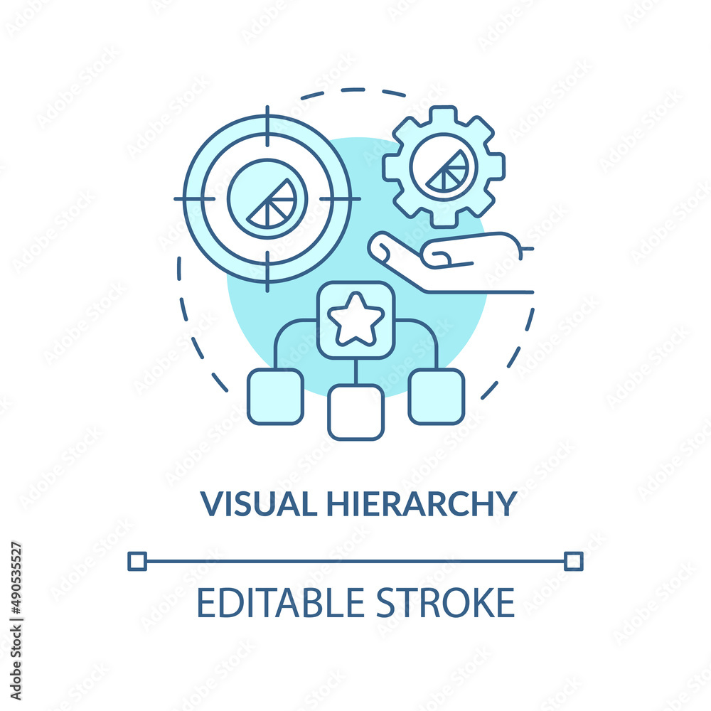 Poster visual hierarchy turquoise concept icon. order of parts. graphic design principles abstract idea thi