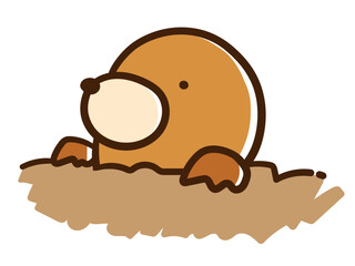 かわいいモグラのキャラクターの手書き風イラスト