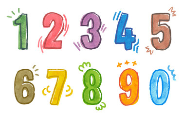 watercolor vector numbers with doodles