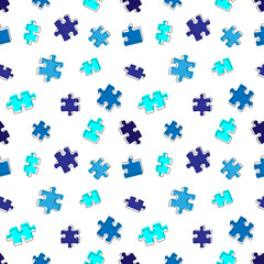 seamless pattern blue and white puzzle
