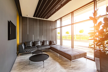 Lounge and library at modern business center. Rest room in the office center