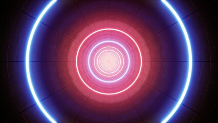 Glowing Red and Blue Light in the Concrete Tunnel VJ Art