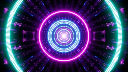 Neon Circle Light Tunnel