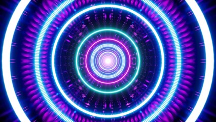 Geometric psychedelic neon circle light wave effect